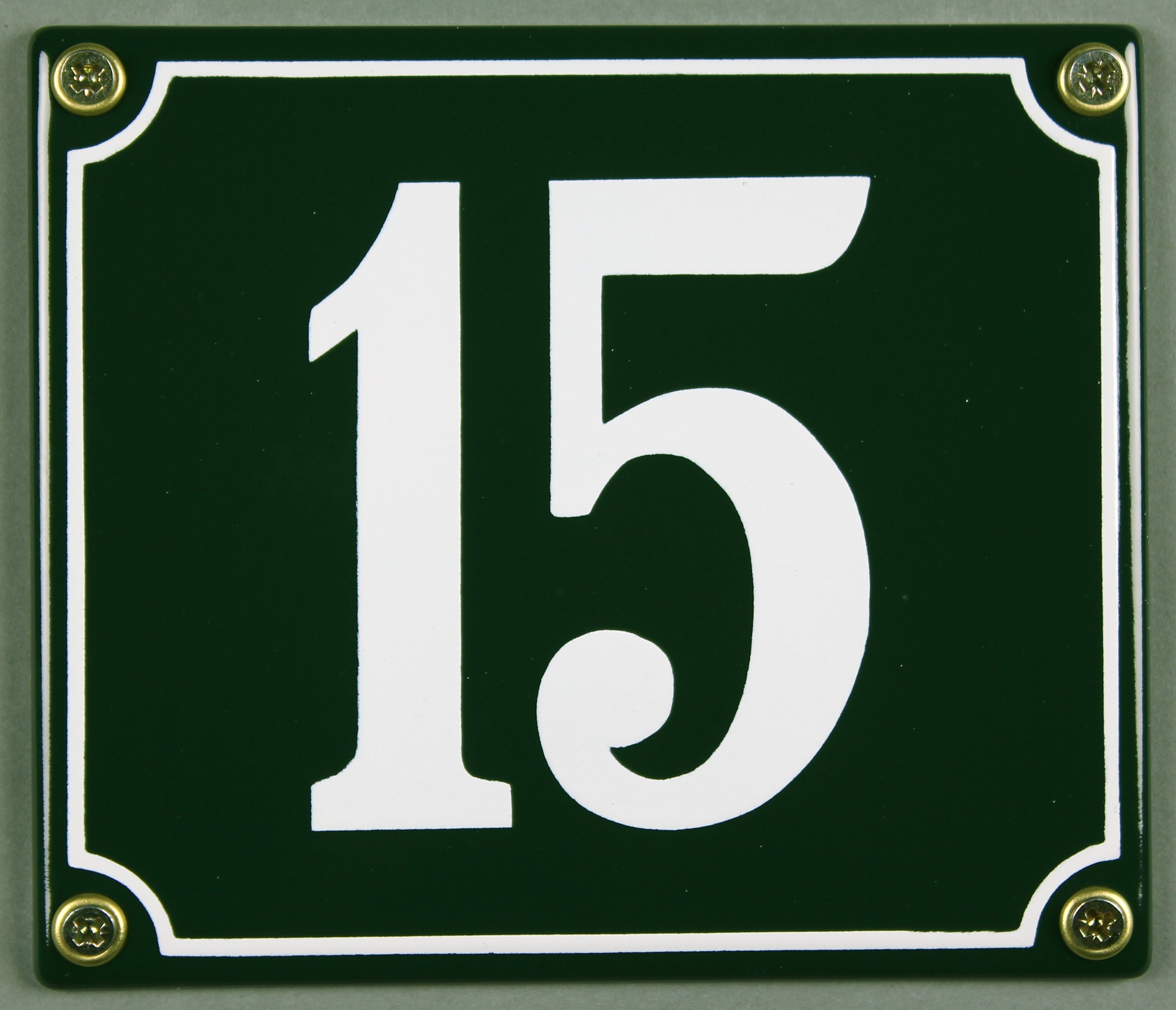 hausnummer-15-gruen-hausnummernschild-emaille Hausnummernschild 15 grün 12x14 cm sofort lieferbar Schild Emaille Hausnummer Haus Nummer Zahl Ziffe