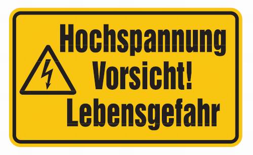 as17051 Aluminium Schild Hochspannung Vorsicht! Lebensgefahr 120x200 mm geprägt
