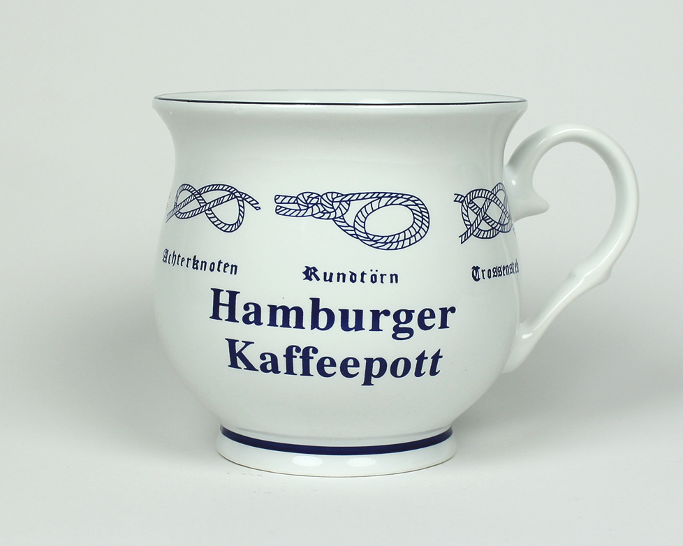 Knotenbecher Hamburger Kaffeepott mit Seemannsknoten bauchig Kaffeebecher Kaffeetasse Kaffee Pott