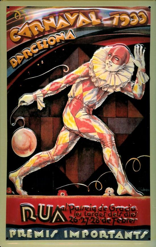 carnaval-barcelona-karneval-blechschild Blechschild Carnaval Barcelona Karneval Schild retro Plakat Nostalgieschild