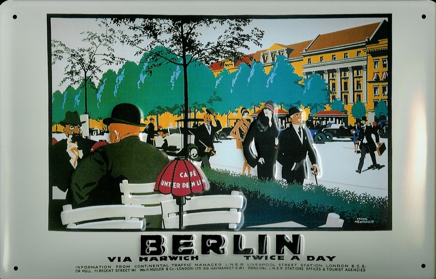 A977-Berlin-Harwich Blechschild Nostalgieschild Berlin Via Harwich