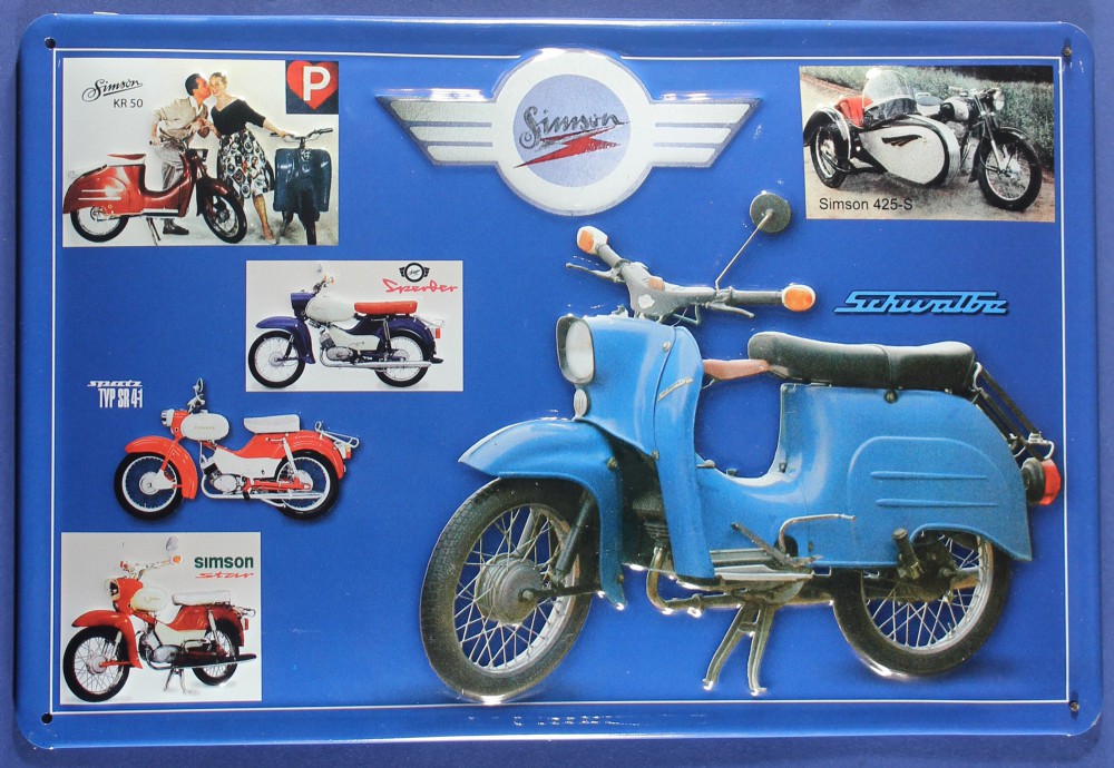 simson-motorrad-ddr-ostalgie-blechschild Blechschild Simson DDR Ostalgie Ostprodukt Motorrad Nostalgieschild Schild