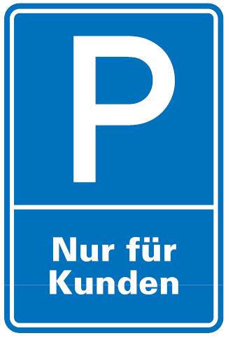 as1170_545970897dbef63 Aluminium Schild Parkplatz P Kunden 600x400 mm Alu 0,6 mm geprägt für Wandmontage