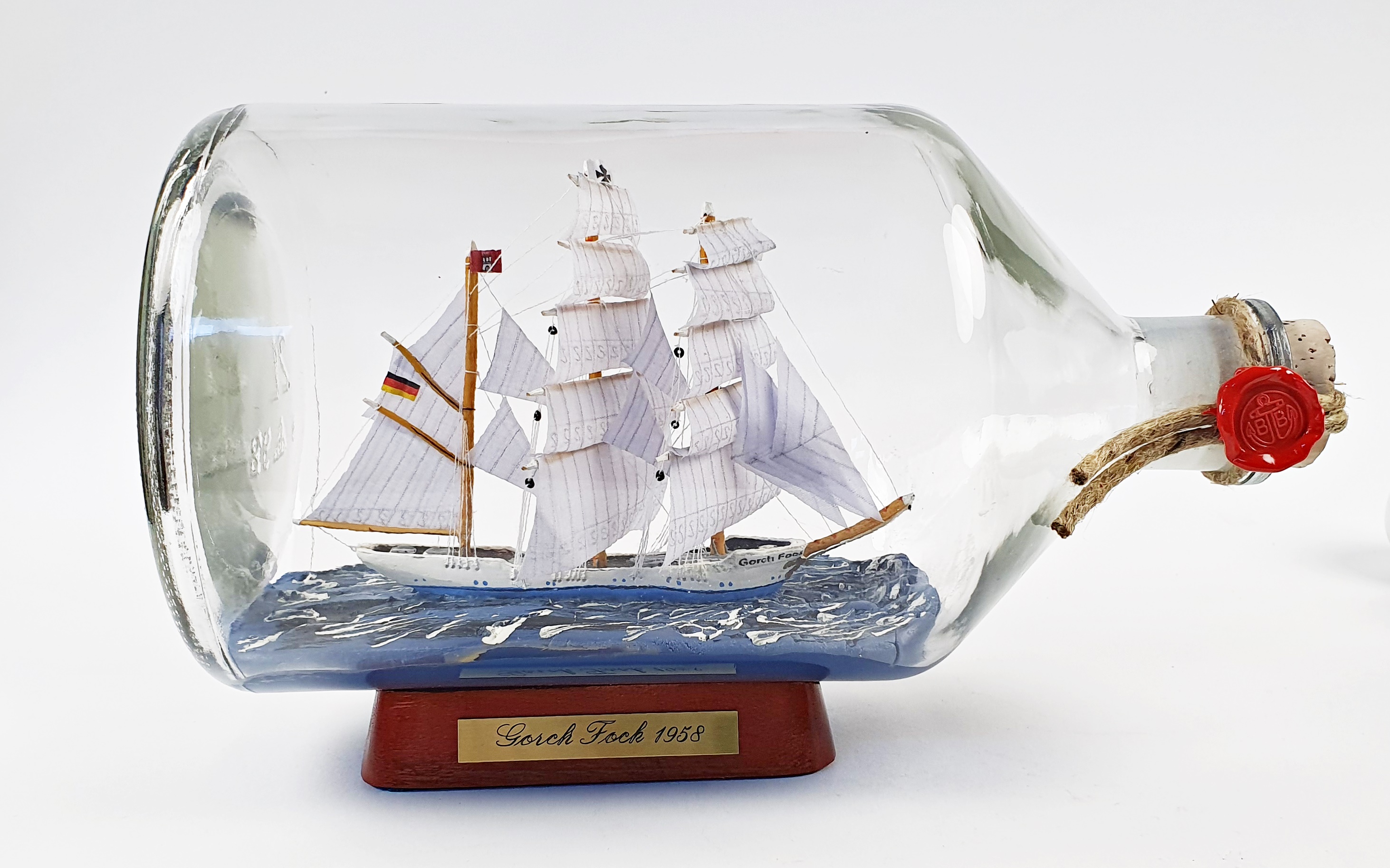 buddelschiff-gorch-fock Gorch Fock 2 Liter Apothekerflasche Buddelschiff Flaschenschiff