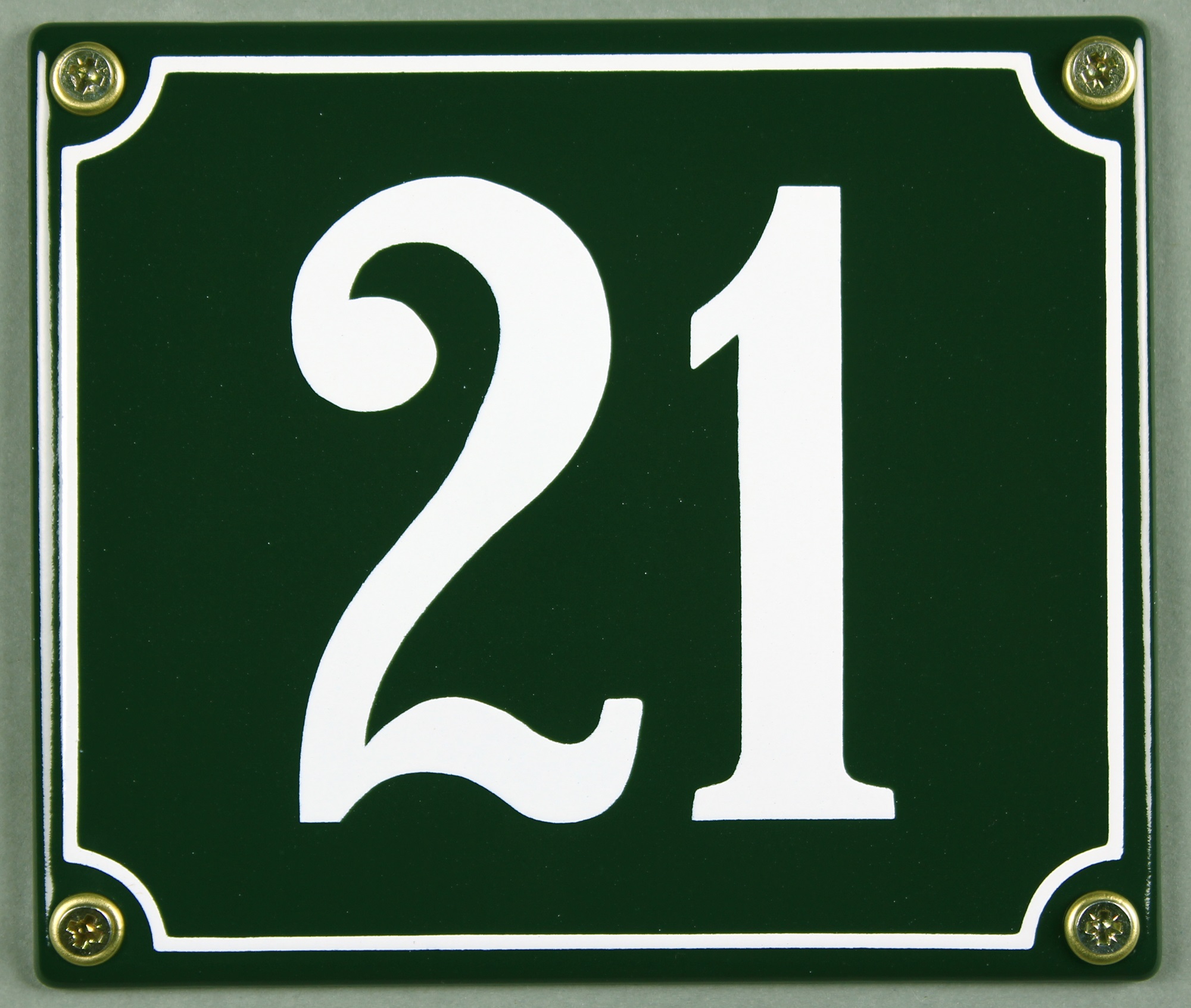 Hausnummernschild 21 grün 12x14 cm sofort lieferbar Schild Emaille Hausnummer Haus Nummer Zahl Ziffe