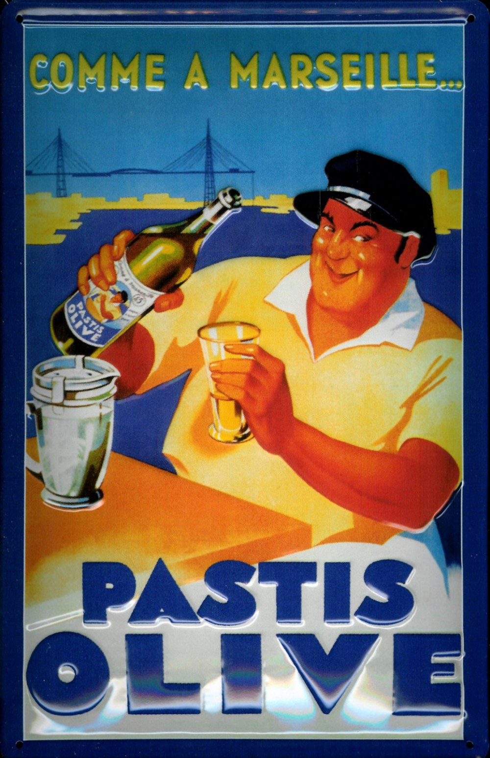 Blechschild Pastis Olive Aperitif Marseille Schild retro Werbeschild