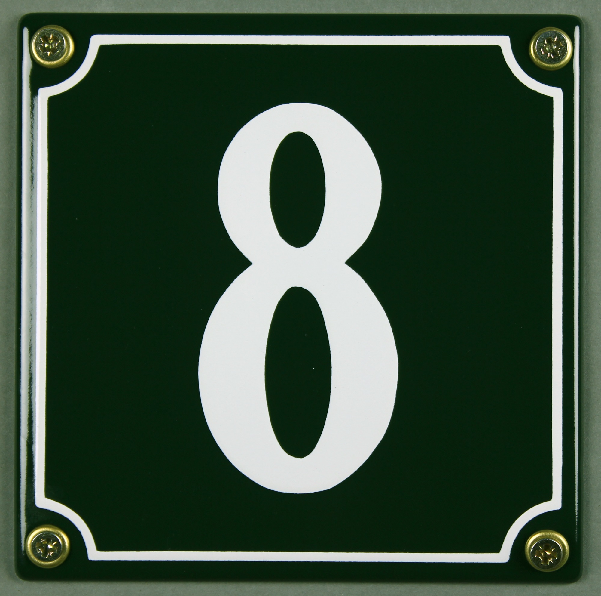 hausnummer-8-gruen-hausnummernschild-emaille Hausnummernschild 8 grün 12x12 cm sofort lieferbar Schild Emaille Hausnummer Haus Nummer Zahl Ziffer