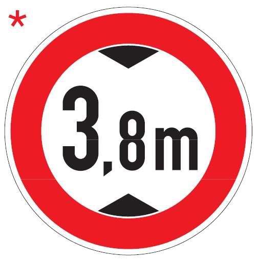 k2650020 Verkehrsschild / Verkehrszeichen Verbot für Fahrzeuge über angegebene Höhe einschließlich Ladung 420