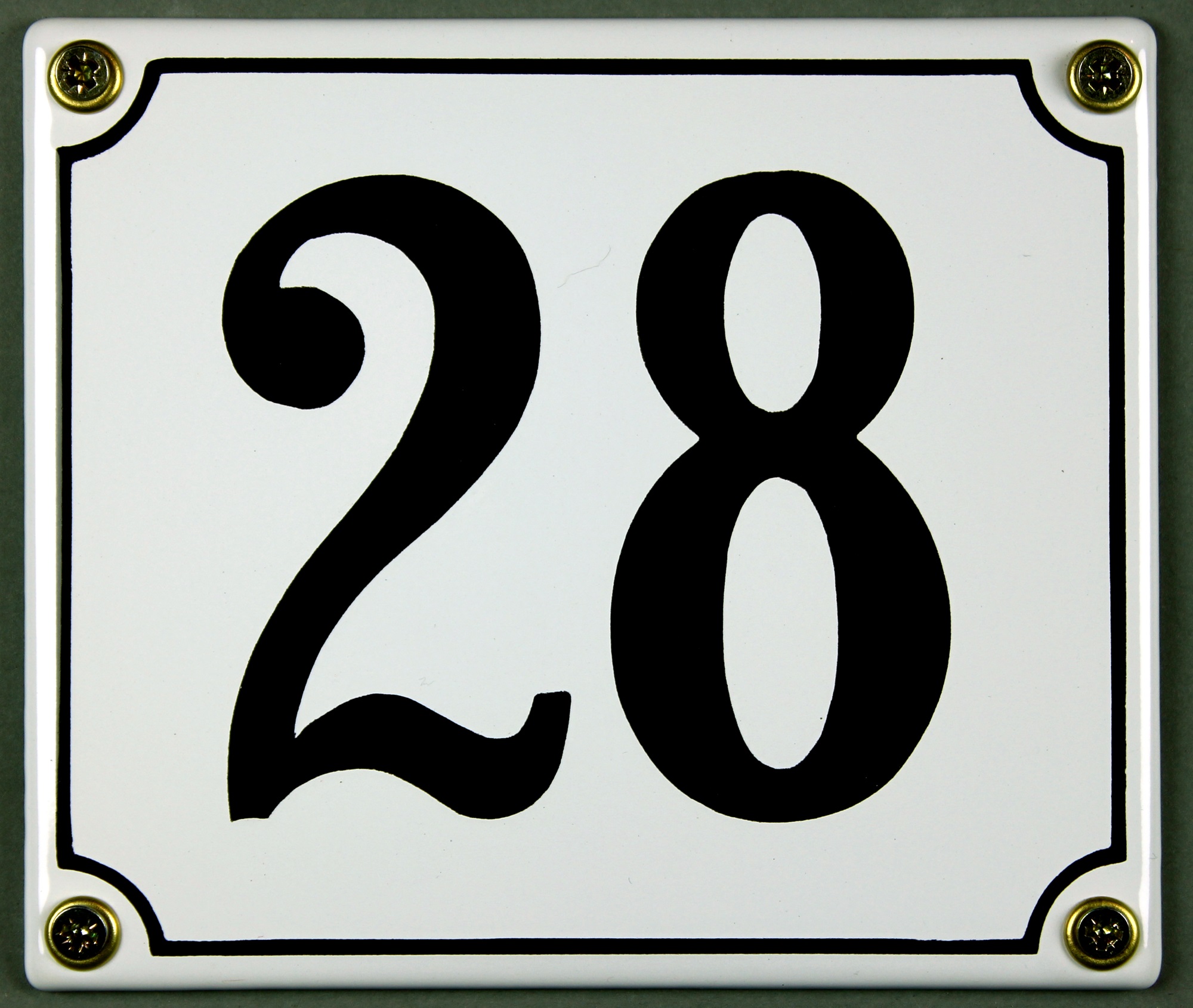 Hausnummernschild 28 weiß 12x14 cm sofort lieferbar Schild Emaille Hausnummer Haus Nummer Zahl Ziffe