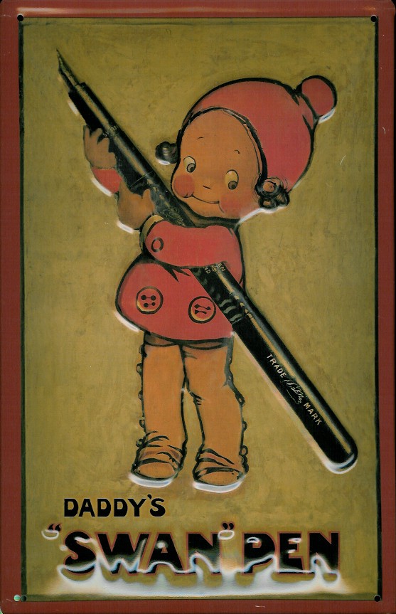 A677-Swan-Pen Blechschild Nostalgieschild Swan Pen Füllfederhalter Kugelschreiber