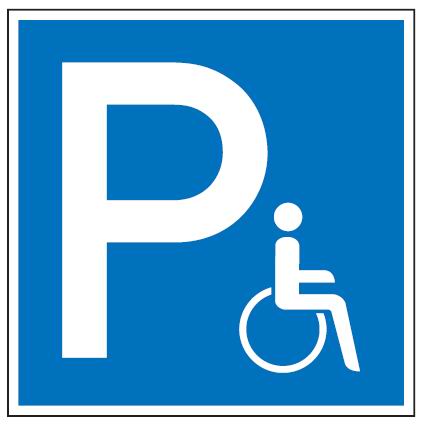 as3215_52 Aluminium Schild Parkplatz P Rollstuhlfahrer 250x250 mm geprägt