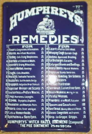 AA738 Blechschild Humphrey`s Remedies Spruch Gedicht Schild Metallschild Nostalgieschild