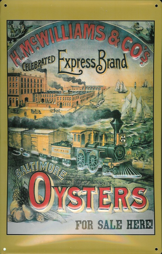 A959-Baltimore-Oyster Blechschild Baltimore Oysters Austern USA retro Schild Nostalgieschild