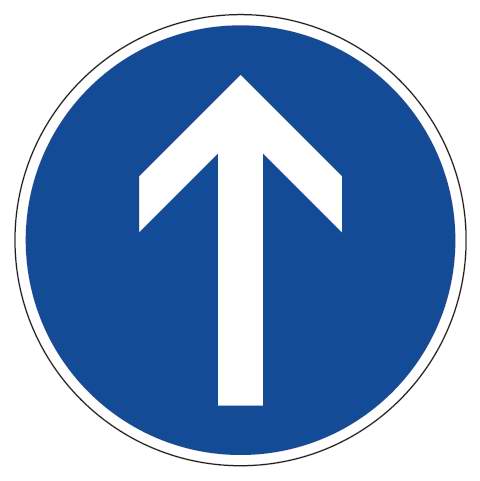 K2093020 Verkehrsschild / Verkehrszeichen Fahrrichtung Pfeil geradeaus 420 mm rund Aluminium reflektierend  T