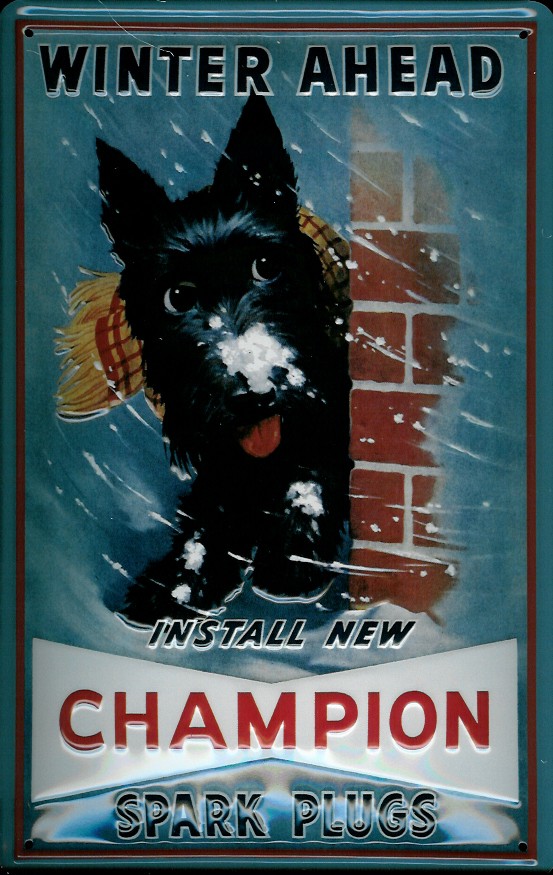 B322-Champion Blechschild Champion Spark Plugs Zündkerzen Schild Nostalgieschild