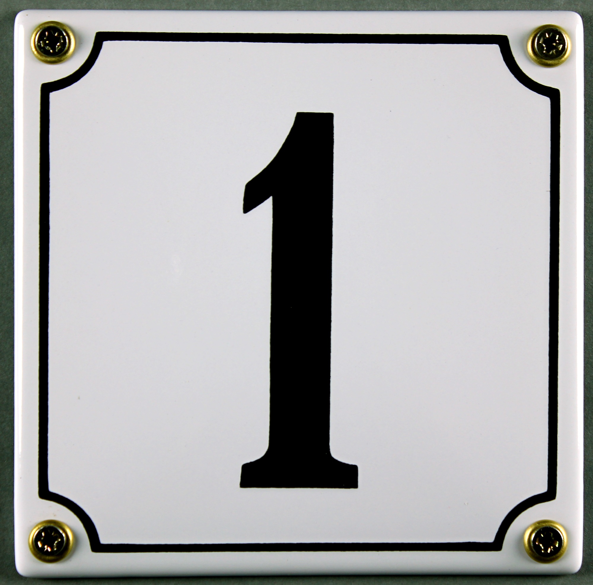 hausnummer-1-weiss-hausnummernschild-emaille Hausnummernschild 1 weiß 12x12 cm sofort lieferbar Schild Emaille Hausnummer Haus Nummer Zahl Ziffer