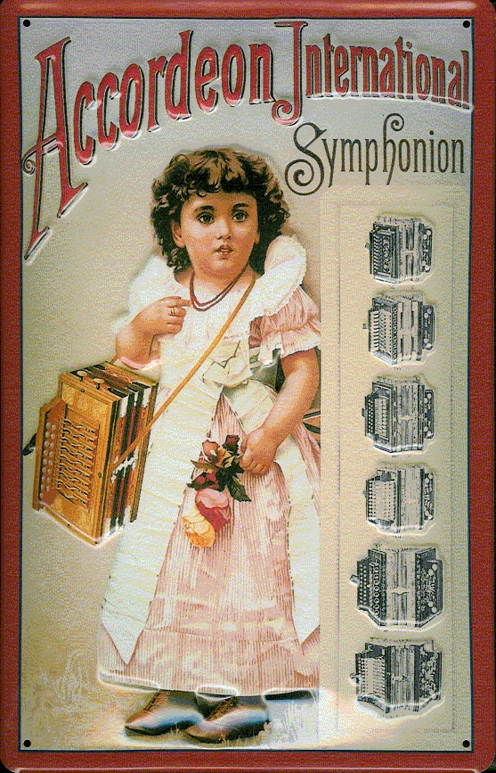 accordeon-symphonium-blechschschild Blechschild Nostalgieschild Accordeon International Symphonion Akkordeon