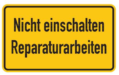 as20021 Aluminium Schild Nicht einschalten Reparaturarbeiten 120x200 mm geprägt