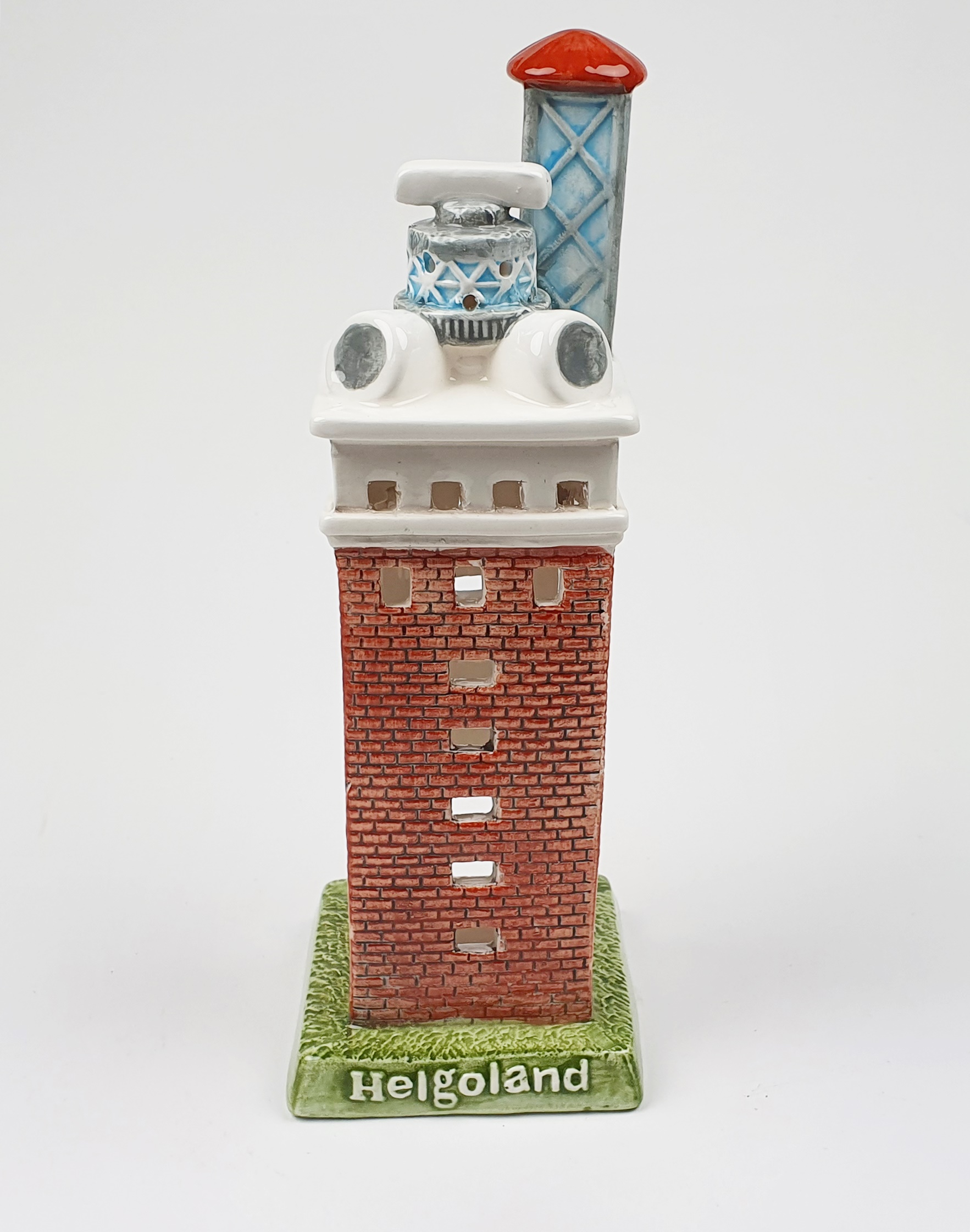 leuchtturm-helgoland Helgoland Leuchtturm Modell 20,5cm mit Teelichthalter Keramik Leuchtturmmodell