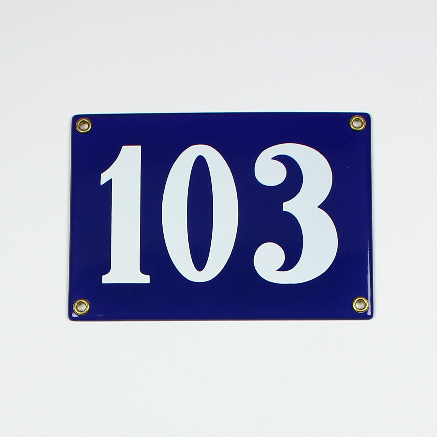 103 Hausnummernschild 103 blau Clarendon 18x12 cm Emailleschild
