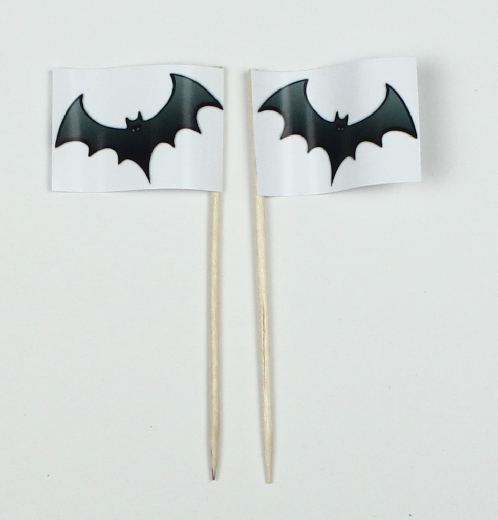 13867 Party-Picker Flagge Fledermaus Halloween Papierfähnchen in Spitzenqualität 50 Stück Beutel