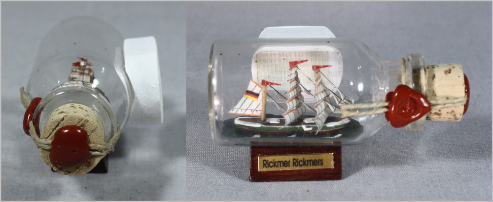 Buddelschiff Rickmer Rickmers Hamburg 5x2 cm Kühlschrankmagnet mit 10x3 mm Neodym Magnet Souvenir