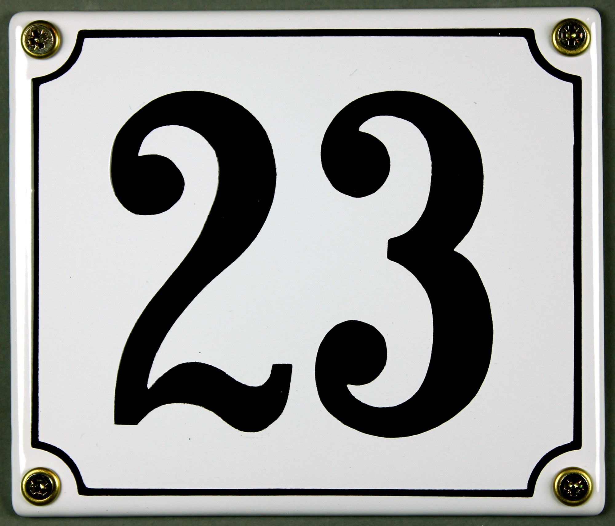 Hausnummernschild 23 weiß 12x14 cm sofort lieferbar Schild Emaille Hausnummer Haus Nummer Zahl Ziffe