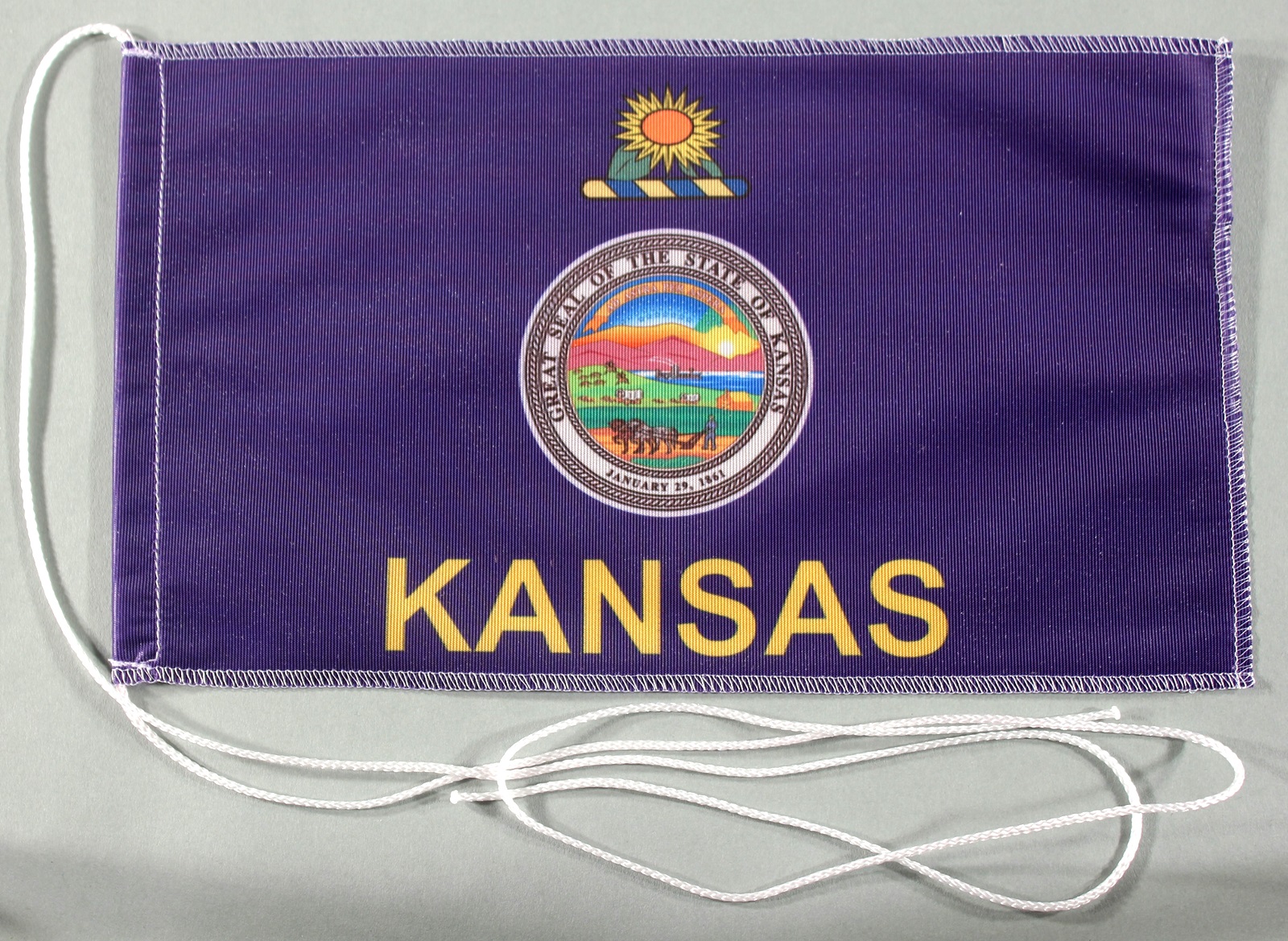 Tischflagge Kansas USA Bundesstaat US State 25x15 cm optional mit Holz- oder Chromständer Tischfahne