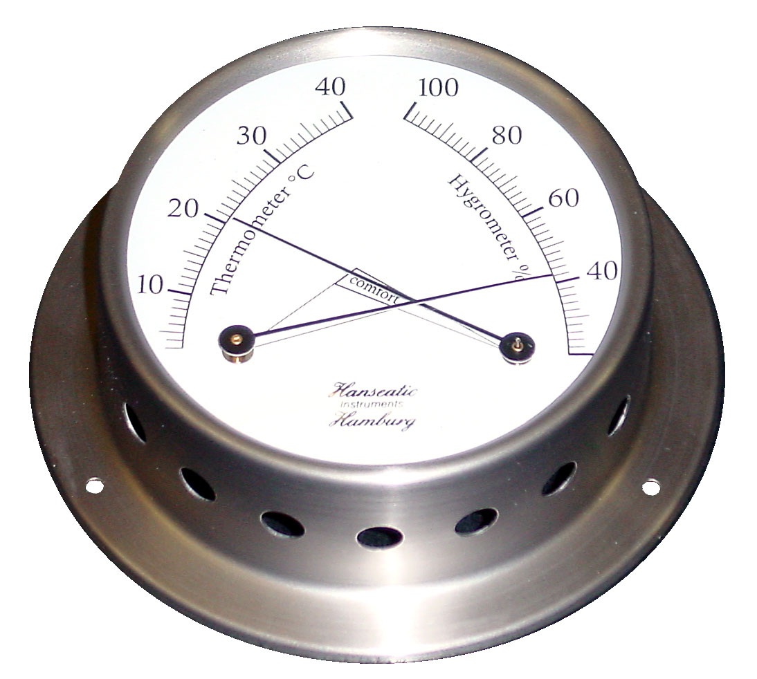 Schiffs Thermometer / Hygrometer Kombination 110 mm Edelstahl matt geschliffen