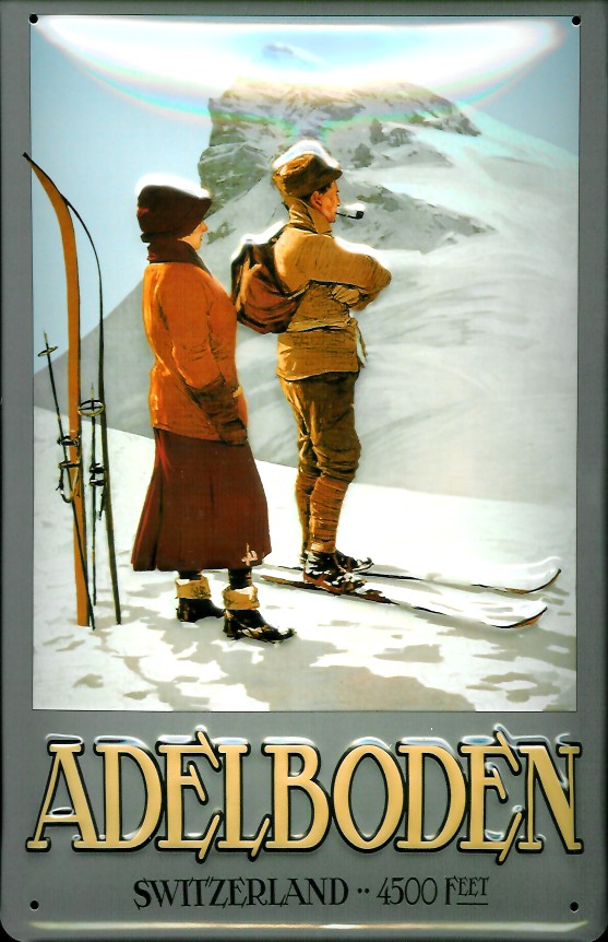 P-4061-Adelboden-4500-Feet Blechschild Adelboden Switzerland Schweiz Berge Ski Blech Schild Souvenir Andenken