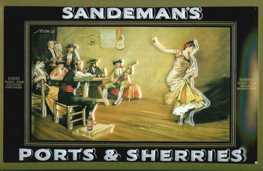 Blechschild Sandeman Sherry Kneipe Bar Tänzerin Schild retro Werbeschild