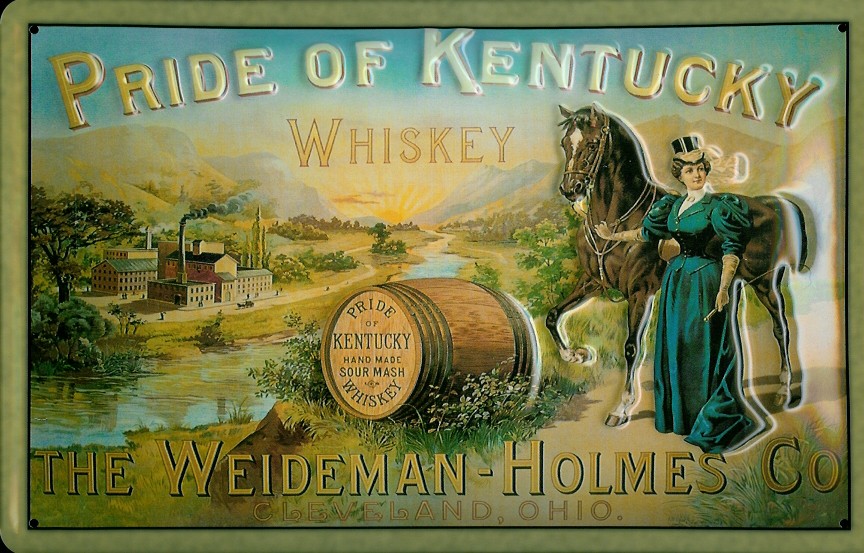 Blechschild Pride of Kentucky Bourbon Whiskey Pferd Schild Nostalgieschild