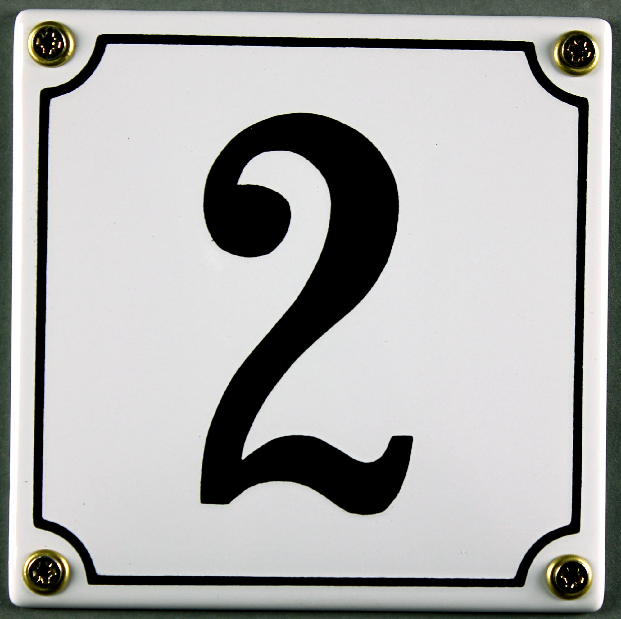 hausnummer-2-weiss-hausnummernschild-emaille Hausnummernschild 2 weiß 12x12 cm sofort lieferbar Schild Emaille Hausnummer Haus Nummer Zahl Ziffer