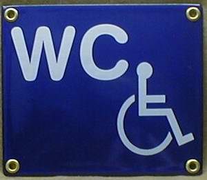 38202 Emaille Schild WC Behinderte Toilette Behindertentoilette Emailleschild