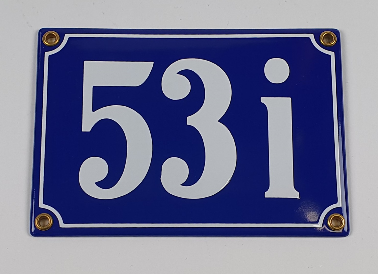 schild-53i Hausnummernschild 53i blau Clarendon 17x12 cm Emailleschild