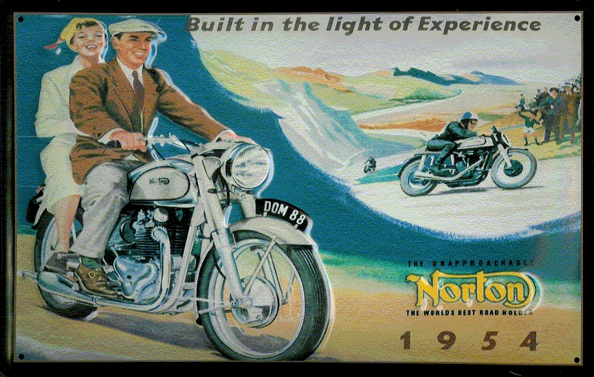 A842-Norton Blechschild Norton Motorrad Berge 1954 Nostalgieschild Schild