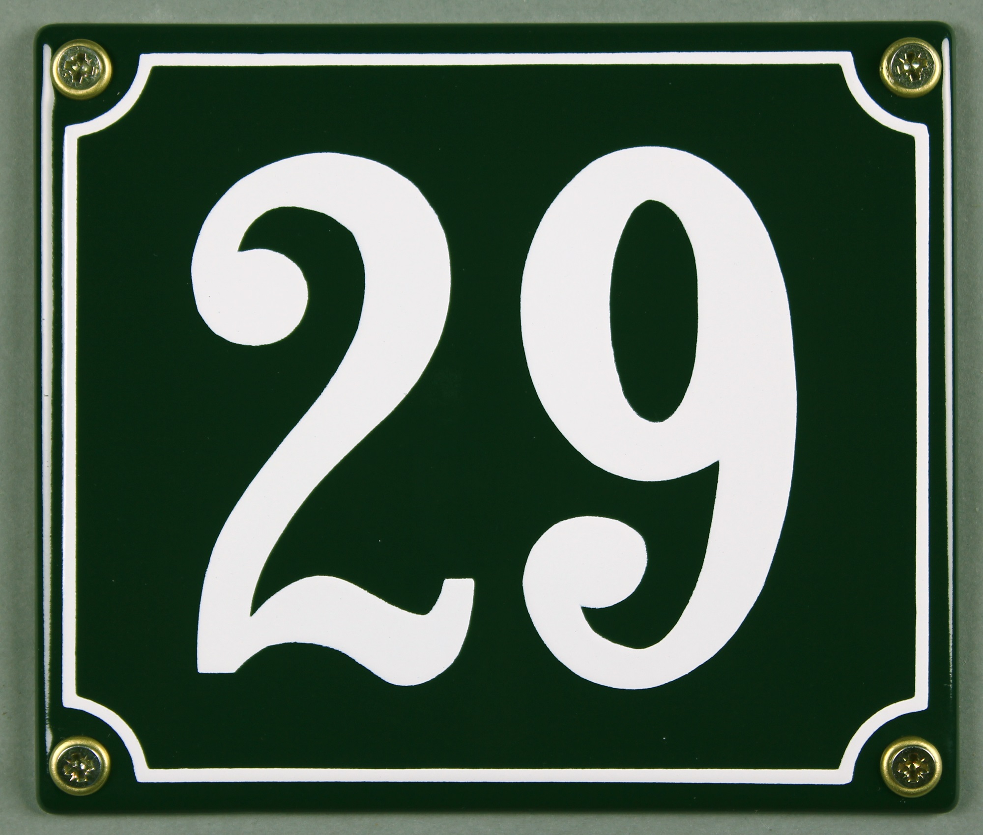 Hausnummernschild 29 grün 12x14 cm sofort lieferbar Schild Emaille Hausnummer Haus Nummer Zahl Ziffe