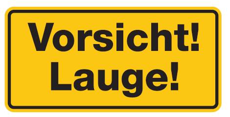 Aluminium Schild Vorsicht! Lauge! 170x350 mm geprägt