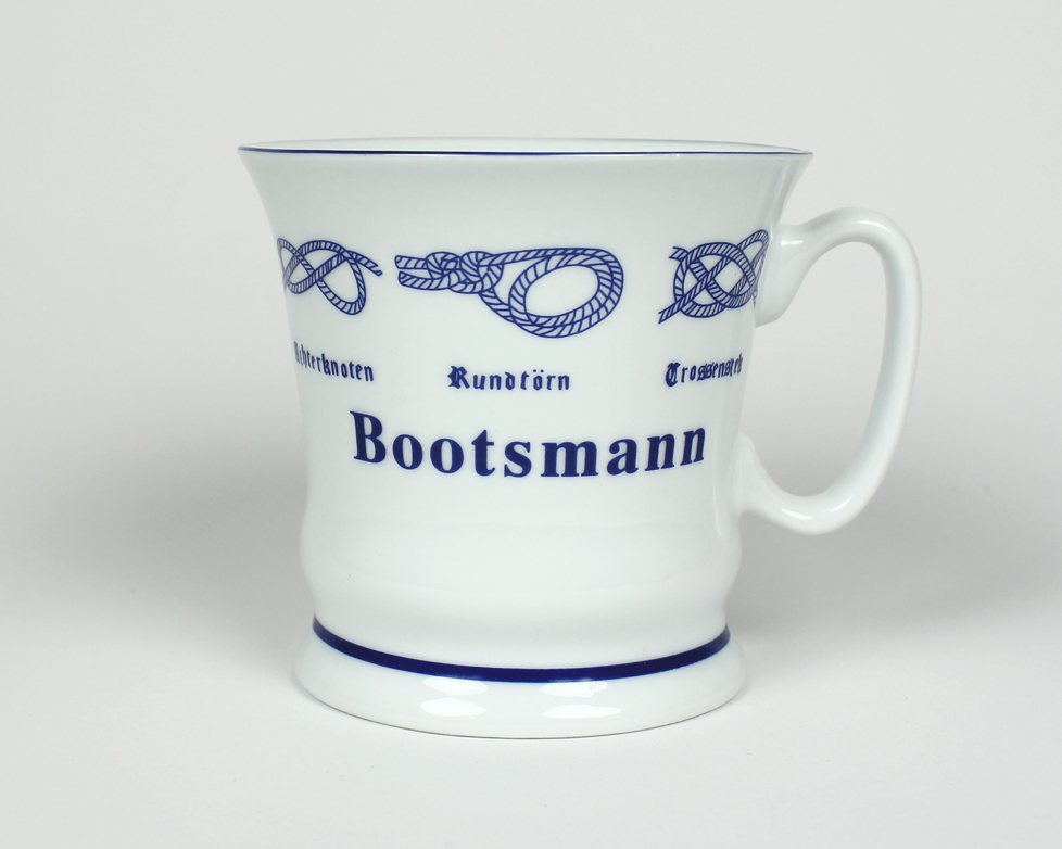 Knotenbecher Bootsmann Pott mit Seemannsknoten hoch Kaffeebecher Kaffeetasse Kaffee