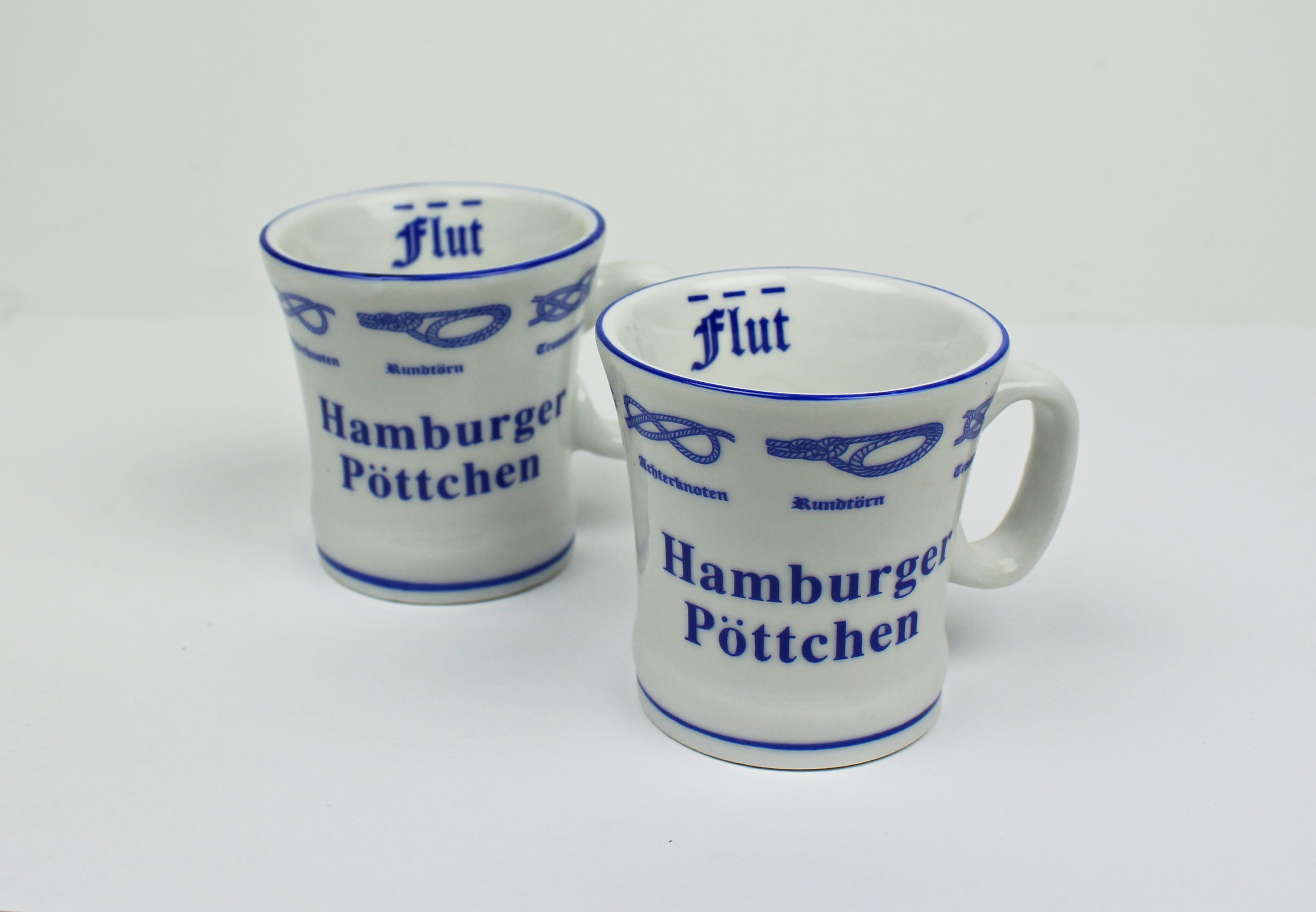 Knotenbecher 2er Set Hamburger Pöttchen mit Seemannsknoten hoch Pott Mini Becher Schnaps Schnapsglas