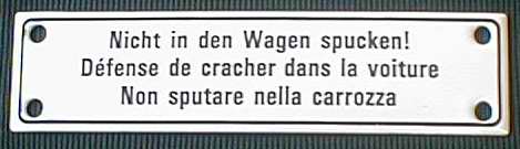 350227 Eisenbahn Schild Nicht in den Wagen spucken!