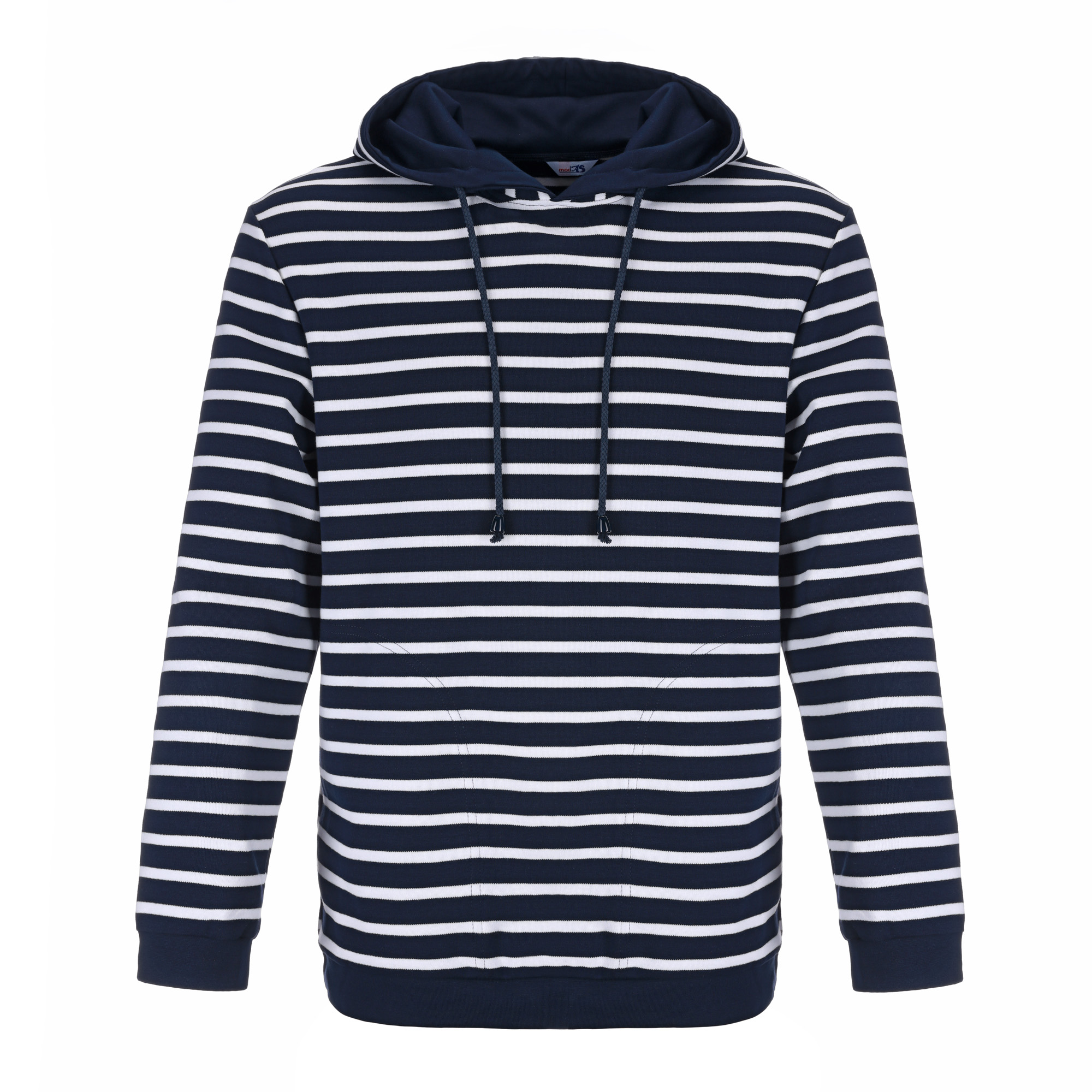herren-kapuzenpullover-blau Bretonisches Herren Kapuzenshirt gestreifter Kapuzenpulli mit Ringelmuster Kapuzenpullover