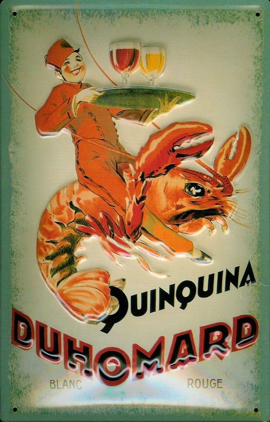 Blechschild Quinquina Duhomard Wein mit Hummer Lobster Schild