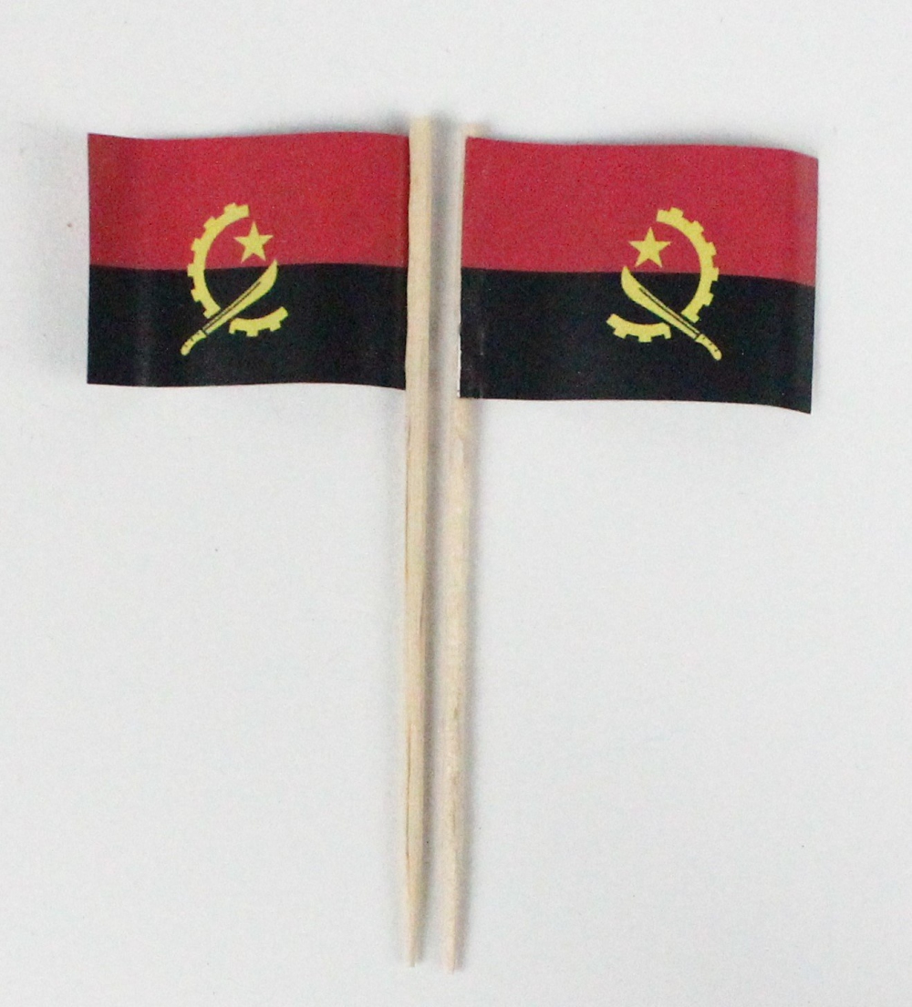 Party-Picker Flagge Angola Afrika Papierfähnchen in Spitzenqualität 50 Stück Beutel