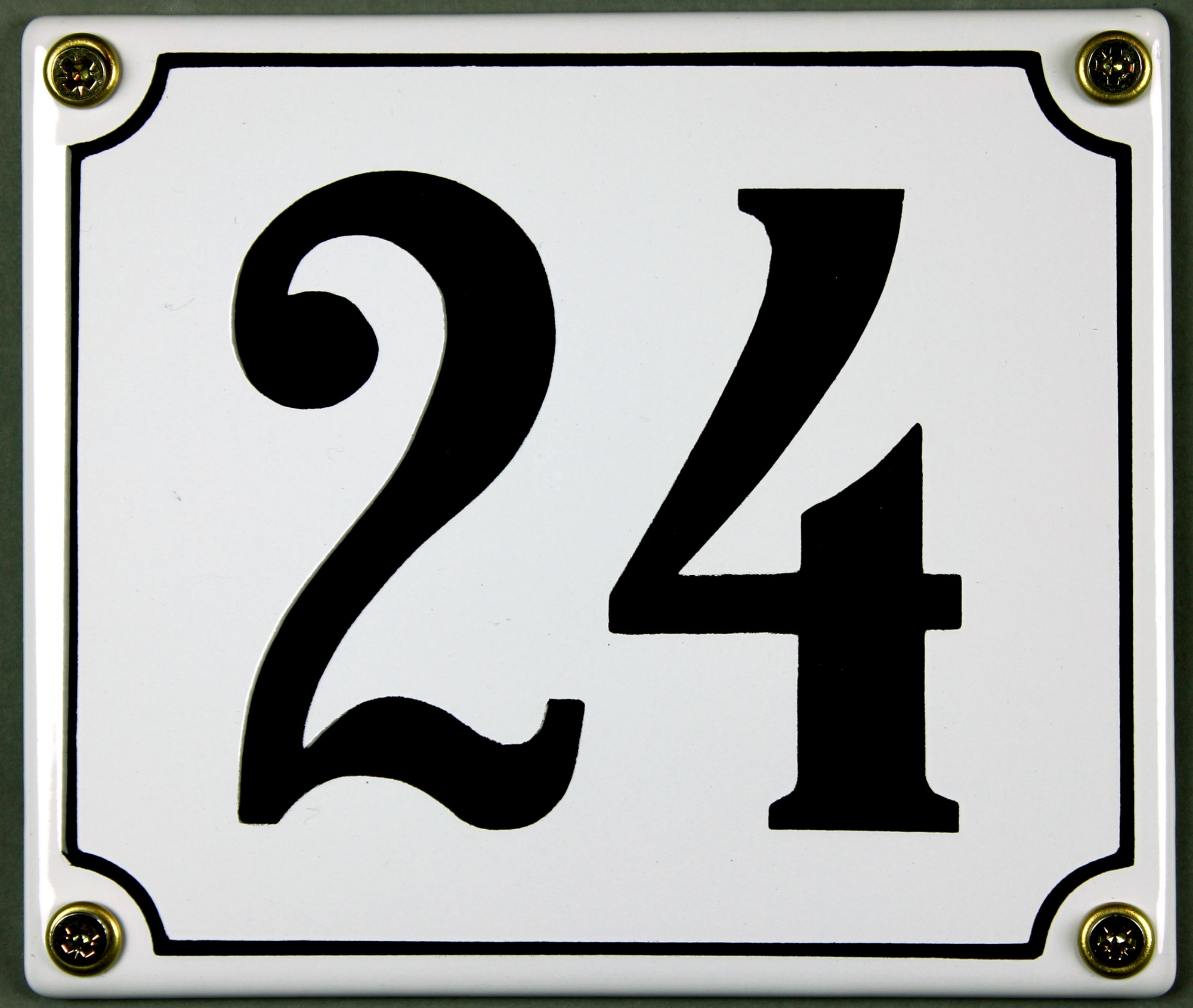 Hausnummernschild 24 weiß 12x14 cm sofort lieferbar Schild Emaille Hausnummer Haus Nummer Zahl Ziffe