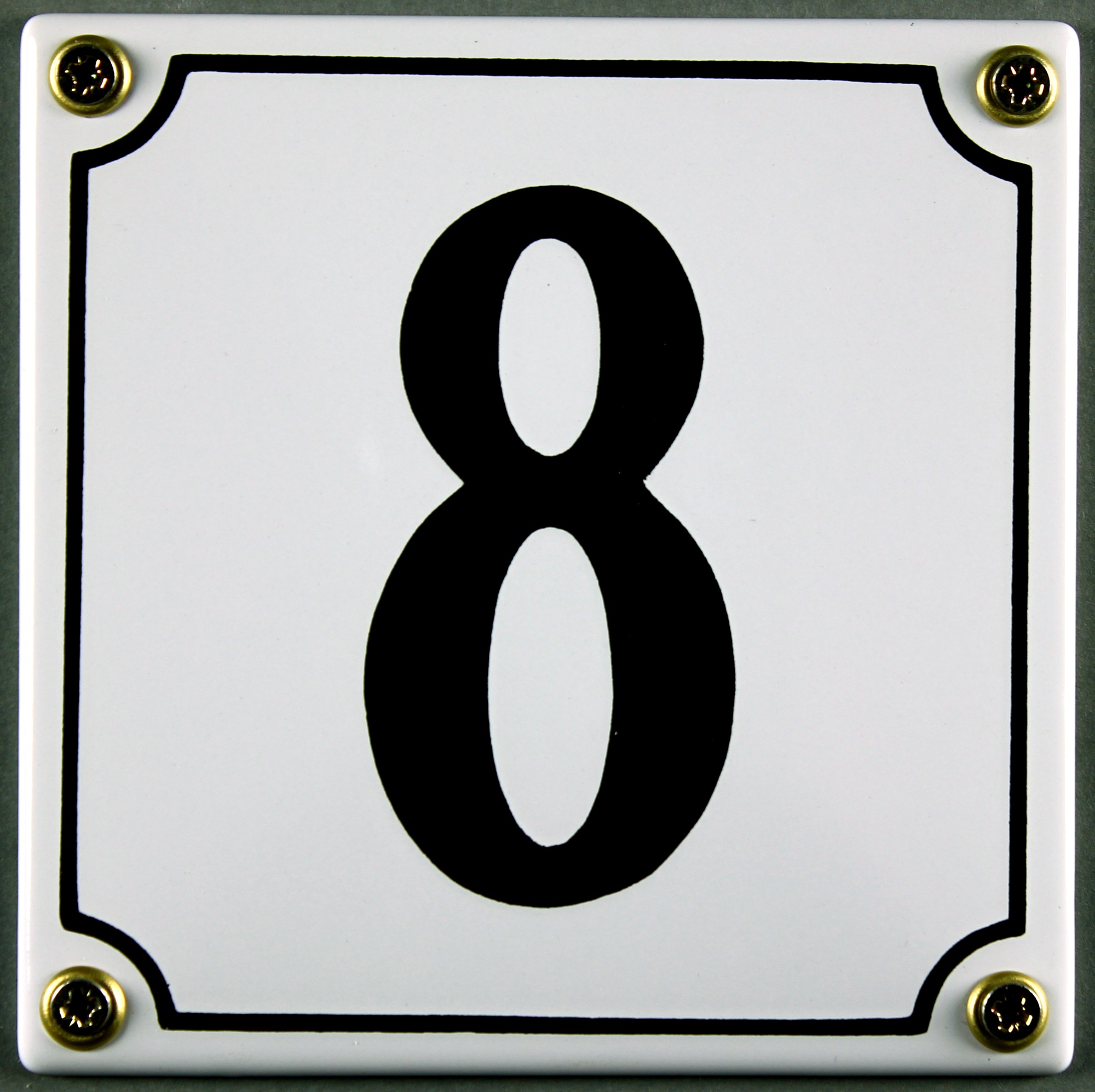 hausnummer-8-weiss-hausnummernschild-emaille Hausnummernschild 8 weiß 12x12 cm sofort lieferbar Schild Emaille Hausnummer Haus Nummer Zahl Ziffer