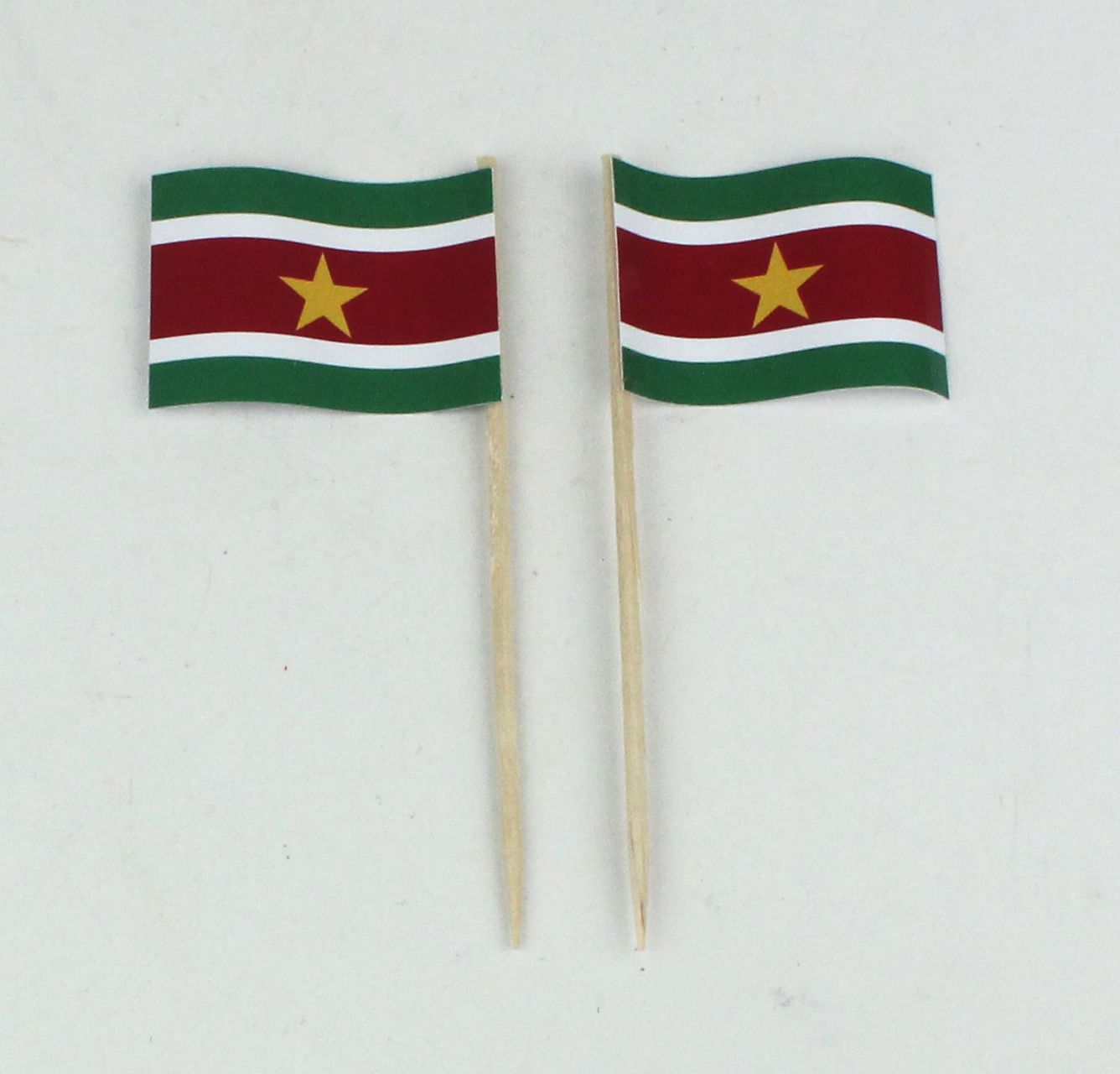 Picker_Suriname Party-Picker Flagge Suriname Papierfähnchen in Spitzenqualität 50 Stück Beutel