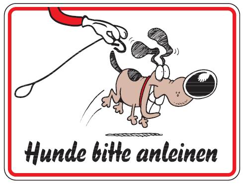 as65_51 Aluminium Schild Hunde bitte anleinen Bild Hund 150x200 mm geprägt