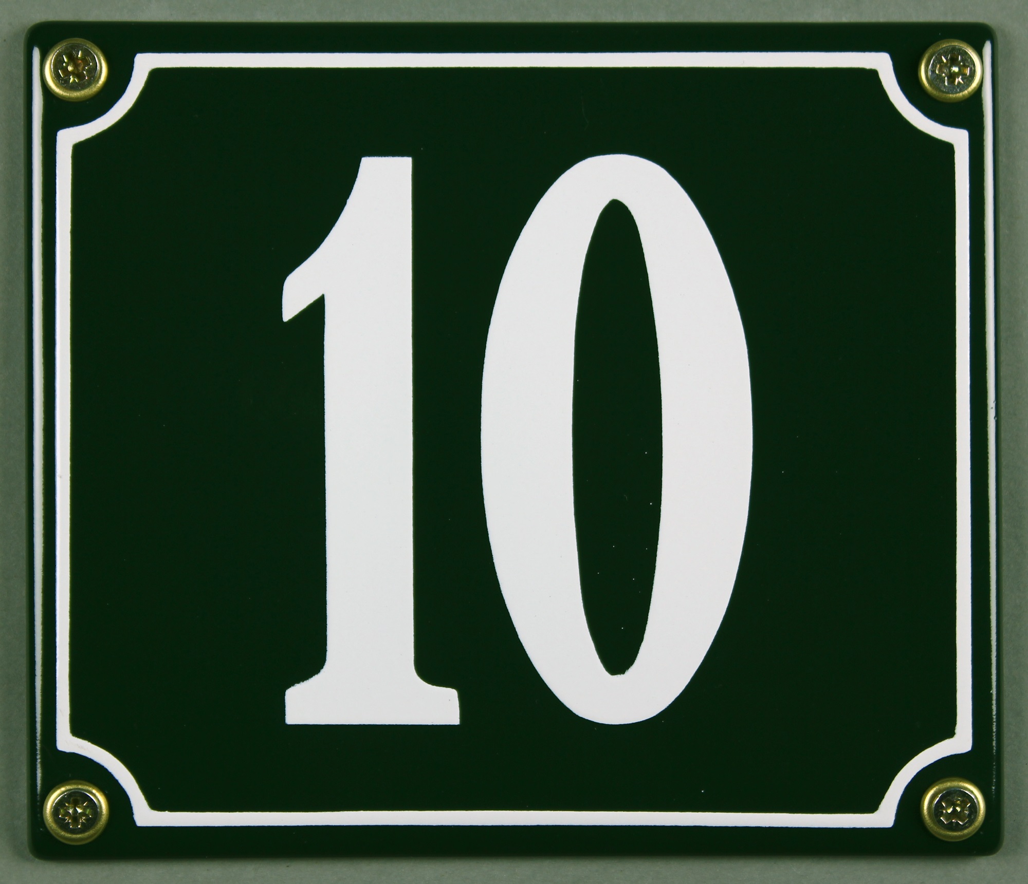 hausnummer-10-gruen-hausnummernschild-emaille Hausnummernschild 10 grün 12x14 cm sofort lieferbar Schild Emaille Hausnummer Haus Nummer Zahl Ziffe