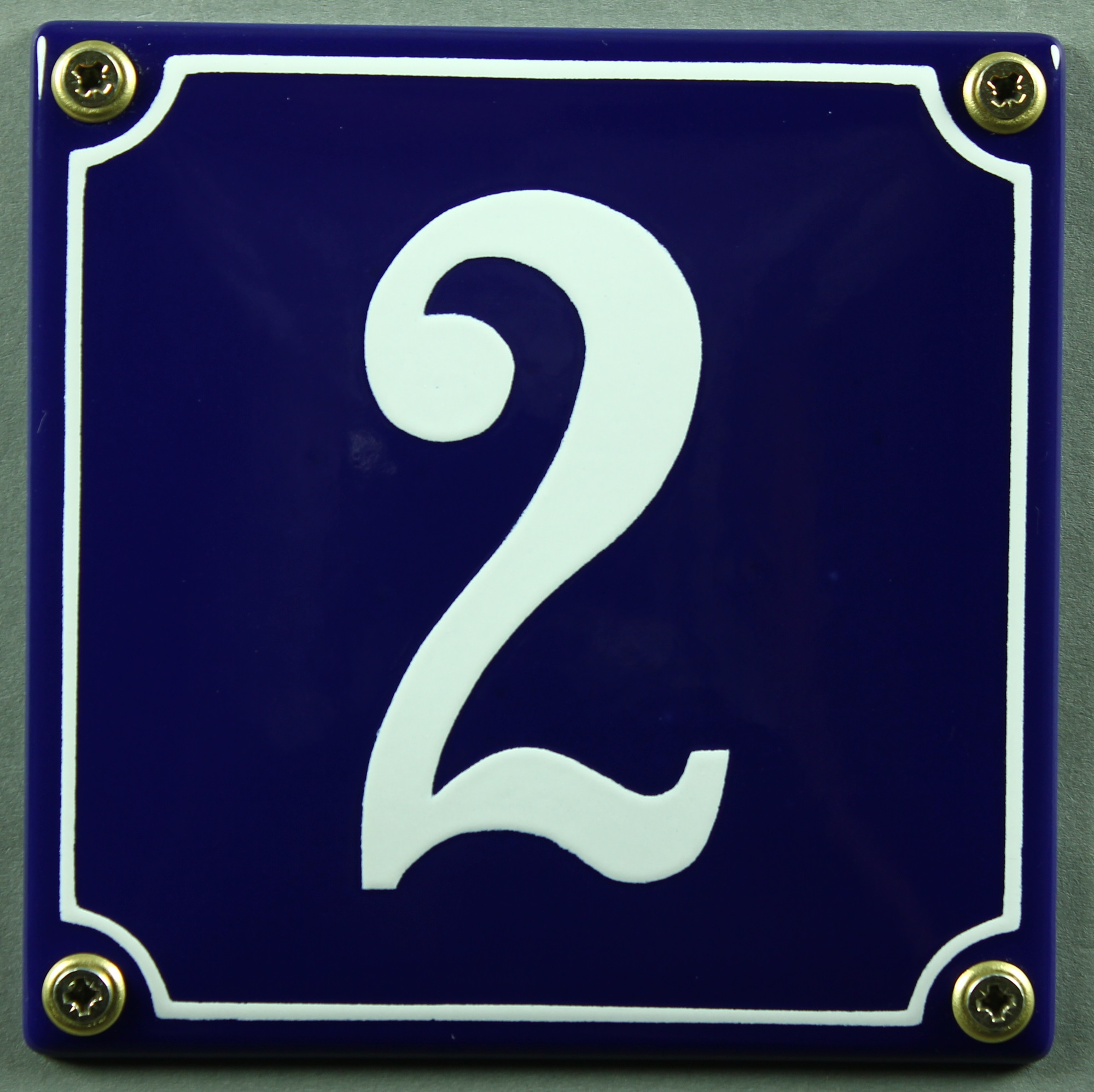hausnummer-2-hausnummernschild-emaille Hausnummernschild 2 blau - weiß 12x12 cm sofort lieferbar Schild Emaille Hausnummer Haus Nummer Zahl